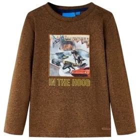 Camiseta infantil de manga larga color coñac mélange 128 de , Camisetas para niños - Ref: Foro24-12832, Precio: 8,59 €, Descu...