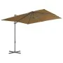 Cantilever umbrella with steel post in gray taupe, 250x250 cm. by vidaXL, Umbrellas - Ref: Foro24-44627, Price: 82,95 €, Disc...
