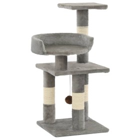 Rascador para gatos con postes de sisal 65 cm gris