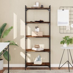 Bookcase with 5 smoked oak engineered wood shelves 60x30x154cm by , Bookcases and shelves - Ref: Foro24-837659, Price: 53,70 ...