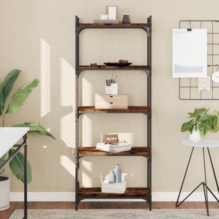 Bookcase with 5 smoked oak engineered wood shelves 60x30x154cm by , Bookcases and shelves - Ref: Foro24-837659, Price: 53,70 ...