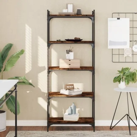 Bookcase with 5 smoked oak engineered wood shelves 60x30x154cm by , Bookcases and shelves - Ref: Foro24-837659, Price: 53,11 ...