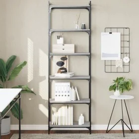 Bookstore 6 shelves wood engineering gray Sonoma 60x30x188 cm by , Bookcases and shelves - Ref: Foro24-837665, Price: 72,08 €...