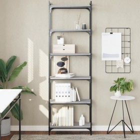 Librería 6 estantes madera ingeniería gris Sonoma 60x30x188 cm de , Librerías y estanterías - Ref: Foro24-837665, Precio: 72,...