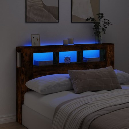 LED headboard engineered wood smoked oak 160x18.5x103.5 cm by , Headboards and footboards - Ref: Foro24-837355, Price: 87,89 ...