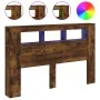 Cabecero LED madera ingeniería roble ahumado 160x18,5x103,5 cm de , Cabeceros y pies de cama - Ref: Foro24-837355, Precio: 86...