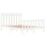 Estructura de cama de madera maciza blanca 135x190 cm