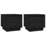 Mesitas de noche 2 uds madera maciza de pino negro 35x34x32 cm de vidaXL, Mesitas de noche - Ref: Foro24-813404, Precio: 50,7...