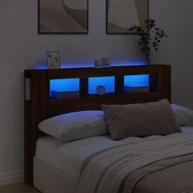 Cabecero LED madera ingeniería marrón roble 160x18,5x103,5 cm de , Cabeceros y pies de cama - Ref: Foro24-837357, Precio: 93,...