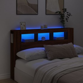 Cabecero LED madera ingeniería marrón roble 160x18,5x103,5 cm de , Cabeceros y pies de cama - Ref: Foro24-837357, Precio: 95,...