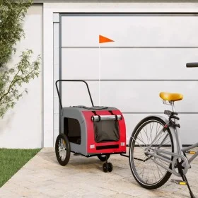 Haustier-Fahrradanhänger, Eisen-Oxford-Stoff, Rot, Grau von , Kinderwagen für Haustiere - Ref: Foro24-93852, Preis: 106,19 €,...