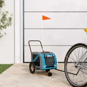 Pet Bicycle Trailer Iron Oxford Cloth Blue Black by , pet strollers - Ref: Foro24-93890, Price: 103,21 €, Discount: %