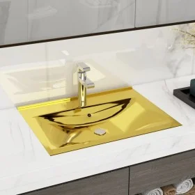 Washbasin with overflow 60x46x16 cm ceramic gold by vidaXL, Sinks - Ref: Foro24-143503, Price: 138,71 €, Discount: %