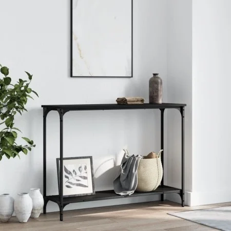 Black engineered wood console table 101x30.5x75 cm by , Side tables - Ref: Foro24-837702, Price: 39,94 €, Discount: %