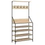 Coat rack with Sonoma oak shoe rack 90x34x184 cm by , Dresser Organizers and Bar Hangers - Ref: Foro24-837878, Price: 88,57 €...