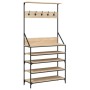 Garderobe mit Schuhregal aus Sonoma-Eiche 90x34x184 cm von , Kommoden-Organizer und Bar-Kleiderbügel - Ref: Foro24-837878, Pr...
