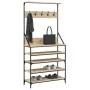 Coat rack with Sonoma oak shoe rack 90x34x184 cm by , Dresser Organizers and Bar Hangers - Ref: Foro24-837878, Price: 88,57 €...