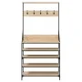 Coat rack with Sonoma oak shoe rack 90x34x184 cm by , Dresser Organizers and Bar Hangers - Ref: Foro24-837878, Price: 88,57 €...