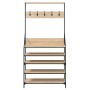 Garderobe mit Schuhregal aus Sonoma-Eiche 90x34x184 cm von , Kommoden-Organizer und Bar-Kleiderbügel - Ref: Foro24-837878, Pr...