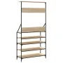 Coat rack with Sonoma oak shoe rack 90x34x184 cm by , Dresser Organizers and Bar Hangers - Ref: Foro24-837878, Price: 88,57 €...