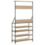 Garderobe mit Schuhregal aus Sonoma-Eiche 90x34x184 cm von , Kommoden-Organizer und Bar-Kleiderbügel - Ref: Foro24-837878, Pr...