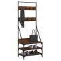 Coat rack with brown oak shoe rack 70x40x184 cm by , Dresser Organizers and Bar Hangers - Ref: Foro24-837846, Price: 74,28 €,...