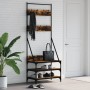 Coat rack with smoked oak shoe rack 70x40x184 cm by , Dresser Organizers and Bar Hangers - Ref: Foro24-837844, Price: 71,95 €...