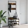 Coat rack with smoked oak shoe rack 70x40x184 cm by , Dresser Organizers and Bar Hangers - Ref: Foro24-837844, Price: 71,06 €...