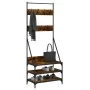 Coat rack with smoked oak shoe rack 70x40x184 cm by , Dresser Organizers and Bar Hangers - Ref: Foro24-837844, Price: 71,06 €...