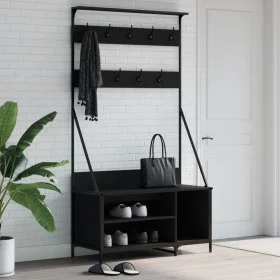 Coat rack with black shoe rack 100x41x184 cm by , Dresser Organizers and Bar Hangers - Ref: Foro24-837867, Price: 91,21 €, Di...