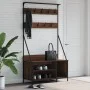 Garderobenständer mit Schuhregal aus brauner Eiche, 100 x 41 x 184 cm von , Kommoden-Organizer und Bar-Kleiderbügel - Ref: Fo...