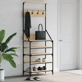 Coat rack with Sonoma oak shoe rack 70x34x184 cm by , Dresser Organizers and Bar Hangers - Ref: Foro24-837873, Price: 83,76 €...