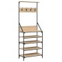 Garderobe mit Schuhregal aus Sonoma-Eiche 70x34x184 cm von , Kommoden-Organizer und Bar-Kleiderbügel - Ref: Foro24-837873, Pr...