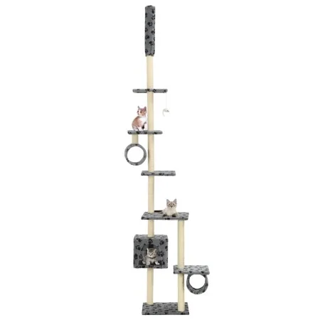 Cat scratching post with sisal post gray footprints 260 cm by vidaXL, Cat furniture - Ref: Foro24-170533, Price: 79,42 €, Dis...
