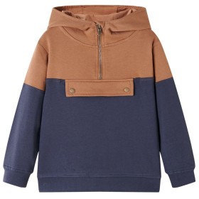 Sudadera infantil con capucha y media cremallera antracita