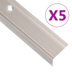 Perfiles de peldaños forma de L 5 uds aluminio champán 100 cm