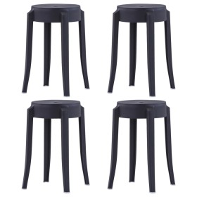 Stapelbare Hocker 4 Einheiten aus schwarzem Kunststoff von vidaXL, Küchenhocker - Ref: Foro24-247278, Preis: 78,53 €, Rabatt: %