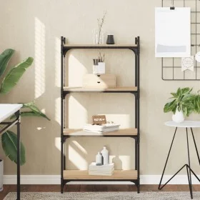 Bookcase with 4 shelves engineered wood Sonoma oak 60x30x120 cm by , Bookcases and shelves - Ref: Foro24-837653, Price: 51,34...