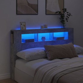 Concrete gray engineered wood LED headboard 160x18.5x103.5 cm by , Headboards and footboards - Ref: Foro24-837354, Price: 86,...