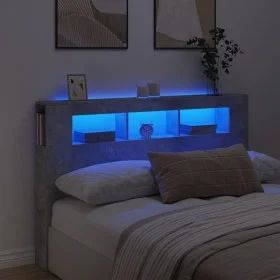 Concrete gray engineered wood LED headboard 160x18.5x103.5 cm by , Headboards and footboards - Ref: Foro24-837354, Price: 83,...