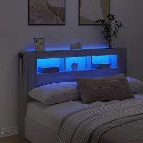 Sonoma gray engineered wood LED headboard 160x18.5x103.5 cm by , Headboards and footboards - Ref: Foro24-837356, Price: 97,59...