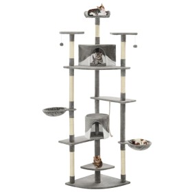Katzenkratzbaum mit Sisalstamm 203 cm grau und weiß von vidaXL, Katzenmöbel - Ref: Foro24-170529, Preis: 147,55 €, Rabatt: %