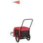 Fahrradanhänger für Haustiere aus Eisen und Oxford-Stoff in Rot und Schwarz. von , Kinderwagen für Haustiere - Ref: Foro24-94...