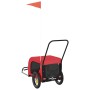 Fahrradanhänger für Haustiere aus Eisen und Oxford-Stoff in Rot und Schwarz. von , Kinderwagen für Haustiere - Ref: Foro24-94...