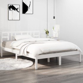 Estructura de cama madera maciza blanca King Size 150x200 cm Estructura de cama madera maciza blanca King Size 150x200 cm