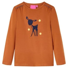 Camiseta infantil de manga larga color coñac 140 de , Camisetas para niños - Ref: Foro24-13528, Precio: 8,32 €, Descuento: %