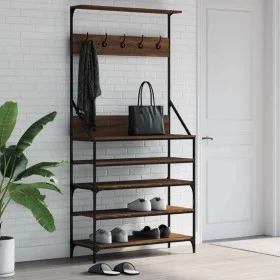 Garderobe mit Schuhregal Eiche braun 90x34x184 cm von , Kommoden-Organizer und Bar-Kleiderbügel - Ref: Foro24-837881, Preis: ...