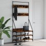 Garderobe mit Schuhregal aus geräucherter Eiche 90x34x184 cm von , Kommoden-Organizer und Bar-Kleiderbügel - Ref: Foro24-8378...