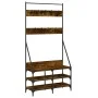Garderobe mit Schuhregal aus geräucherter Eiche 90x34x184 cm von , Kommoden-Organizer und Bar-Kleiderbügel - Ref: Foro24-8378...