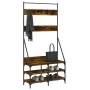 Garderobe mit Schuhregal aus geräucherter Eiche 90x34x184 cm von , Kommoden-Organizer und Bar-Kleiderbügel - Ref: Foro24-8378...
